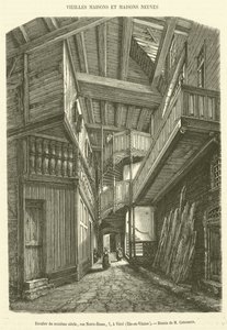 1500-talstrappa, rue Notre-Dame, 7, i Vitre, Ille-et-Vilaine (gravyr) av French School