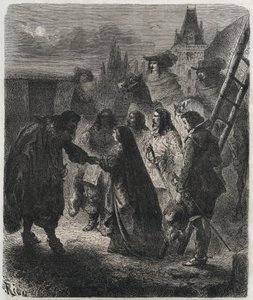 Flykten av Marie de Medici (1573-1642) från slottet Blois i februari av French School