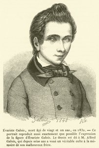 Evariste Galois, död tjugoett år gammal, 1832 (gravyr) av French School
