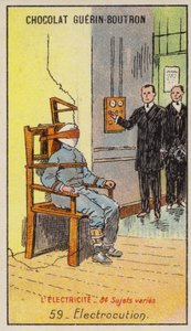 Avrättning genom elektrisk stöt (chromolitho) av French School