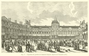 Utställning av produkter från fransk industri, på Louvrens innergård, 1801 av French School