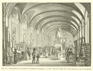 Utställning av produkter från fransk industri, 1819, i rummen på bottenvåningen, under pelargången av French School