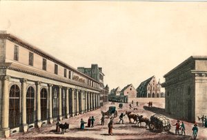Exteriörvy av läkarutbildningen i Paris under konsulatet (1799-1804). Gravyr av 1800-talet. Privat samling. av French School