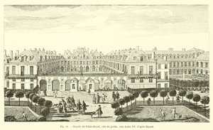 Fasad av Palais-Royal, sidan av trädgården, under Ludvig XV, efter Rigaud av French School