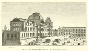 Västra fasaden av Louvren omkring 1650, efter gravyr av I Sylvestre av French School
