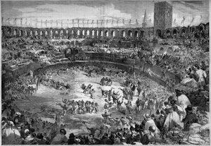 Farandole dansade på arenan i Arles (Bouches du Rhone av French School