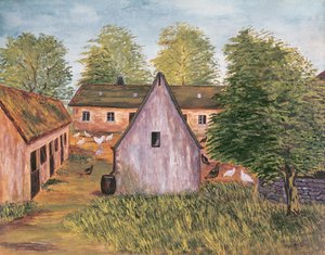 Gård och gård i Frankrike, sent 1800-tal (wc på papper0