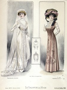 Modevisning, 20/03/1909: brudklänning. av French School