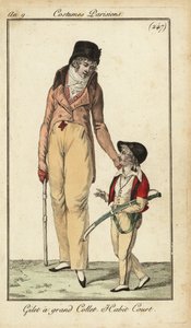 Fashionabla gentleman eller Incroyable with cdgel, Paris av French School