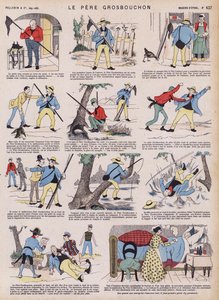 Fader Grosbouchons olyckliga fisketur (färg litho) av French School
