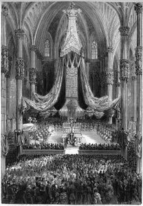 Högtiden för Saint Ambrose, Saint Gervais och Saint Protais i San Marco-kyrkan i Milano av French School