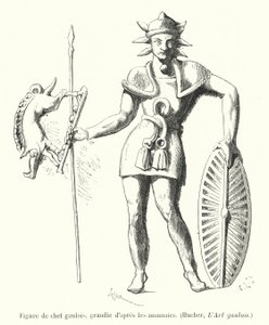 Figur av en gallisk hövding, förstorad enligt mynten (gravyr) av French School