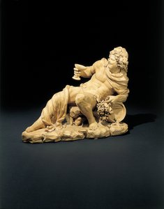 Figur av Bacchus liggande med ett glas vin, ca 1770 av French School