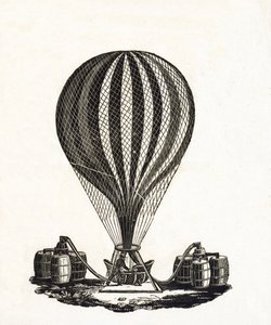 Fylla en luftballong med gas, ca 1790 (trägravyr) av French School