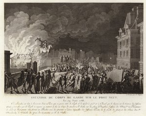 Brand vid Corps du Garde på Pont Neuf i Paris av French School