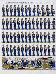 Brandmän i staden Paris - Bild av Epinal, cirka 1852 av French School