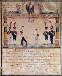 Första imperiet: Master of Arms certifikat 1813. Fäktningdiplom, Paris, Musee de l