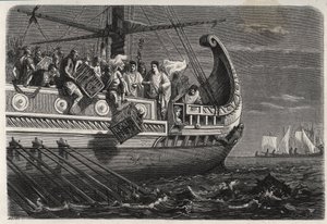 Första puniska kriget - Publius Claudius Appius Pulcher (död omkring 240 f.Kr.) före slaget vid Drepanum (249 f.Kr.) gör att heliga kycklingar kastas i havet - Första puniska kriget - Slaget vid Drepana - Publius Claudius Appius Pulcher före slaget vid Dre av French School