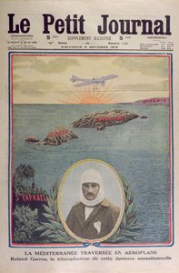 Första korsningen av Medelhavet 23 september 1913 av Roland Garros (1888-1918), omslagsillustration av le Petit Journal 5 oktober 1913