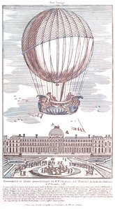 Första bemannade flygningen med väteballong, 1783 av French School