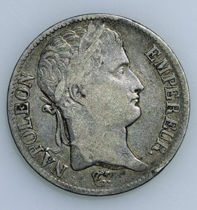 Fem francs mynt, med huvudet av Napoleon (1769-1821) 1811 (recto)