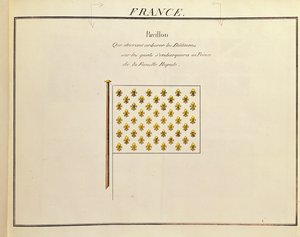 Flagga för en prins av kungafamiljen, från Pavillons des Puissances Maritimes (färggravyr) av French School