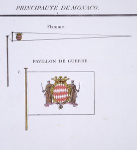 Flaggor från Monaco, från en fransk flaggbok, c.1819 av French School
