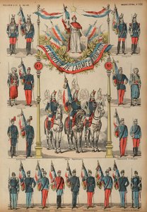 Franska arméns flaggor (färgad gravyr) av French School