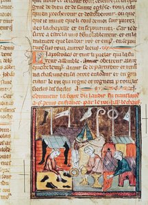 Fol.122v Merchants på Lendit Fair nära St. Denis, från Grandes Chroniques de France, 1375-79 av French School