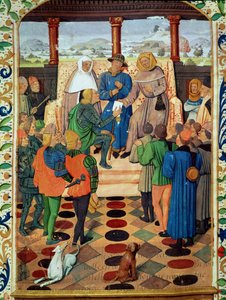 Fol.185v Charles VII (1403-61) ger ett dokument till Jeanne d