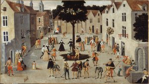 Folkfest kring ett träd, ca 1560 (olja) av French School