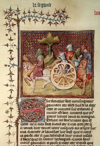 Fr.119 fol.312v Lancelot, vagnens riddare, 1344 av French School
