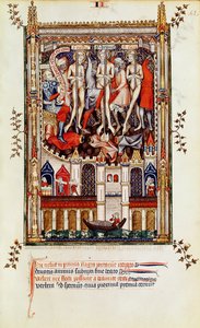 Fr 2092 f.42 Tredje flagellationen av St. Denis och hans följeslagare, från Vie de St. Denis, 1317 av French School