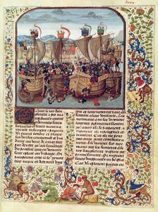 Fr 2643 f.82 Slaget vid Ecluse, 24 juni 1340, från Froissarts Chronicle av French School