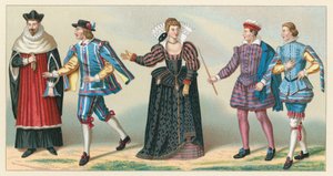 Frankrike XVIth Cent Dräkt av French School