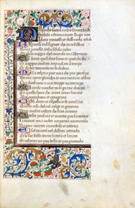 Francesco Petrarca (Petrarca): incipit från ett upplyst manuskript från den franska skolan på 1300-talet. Kommunal Bibl. av Rimini. av French School