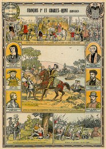 Francis I av Frankrike och Charles V, helige romerske kejsare, illustration från 