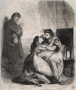 Francoise de Montmorency-Fosseux (Montmorency Fosseux) (1566-1641) ber om förlåtelse till drottning Marguerite de Valois (1553-1615), känd som drottning Margot. Hon är älskarinna till kung Henrik IV (1553-1610) och föder oroligt deras barn av French School
