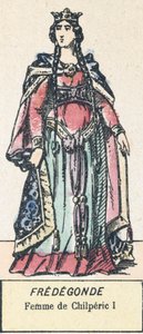 Fredegonde, Femme de Chilperic I (färgad gravyr) av French School