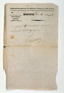 Gratis recept från Hopital de la Charite, Paris, 7 mars 1837 av French School