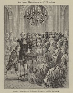 Frimureriet på 1700-talet: magisk seans dirigerad av Aleesandro Cagliostro, grundaren av den egyptiska riten (gravyr) av French School