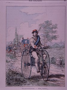 Franska armén trehjuling ryttare (velocipediste) av French School