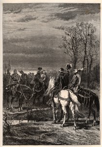Franska religionskrigen - Oktober 1569 Religionskrig - Samtalen före slaget vid Moncontour (Henri, hertig av Anjou framtida Henrik III och Gaspard II av Coligny - Slaget vid Moncontour (oktober 1569) - gravyr från "" Frankrikes historia berättade till av French School