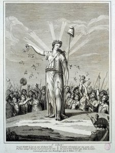 Franska revolutionen: "O liberte" Homage to Liberty. Gravyr av 1700-talets Paris, Musee Carnavalet av French School