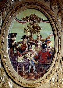 Franska revolutionen: "" Den republikanska måltiden på Cafe Le Procope i Paris"" Anonym målning. 1700-talets Paris, Le Procope av French School