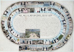 Franska revolutionen: gåsleken i slutet av 1700-talet med revolutionens huvudstadier av French School
