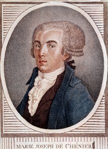Franska revolutionen: porträtt av diplomaten, poeten och historikern Marie Joseph Chenier (1764-1811), upphovsman till gravyren "Chant du depart" på 1800-talet. av French School