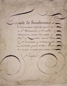Fransk kalligrafi: Brev från räkenskapskammaren av Louis Barbedor omkring 1640. av French School