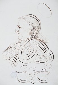 Fransk kalligrafi: Porträtt av fader Crapaudin av Bernard av Paris omkring 1780. Historiskt bibliotek av staden Paris. av French School