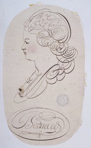 Fransk kalligrafi: Porträtt av en ung person avrättad av Bernard de Paris omkring 1780. av French School